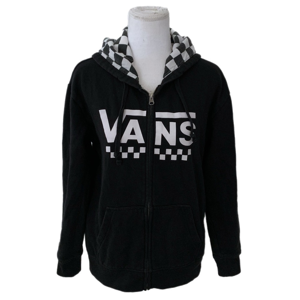 Van’s Women’s XS Logo Checkered Black Zip Hoodie